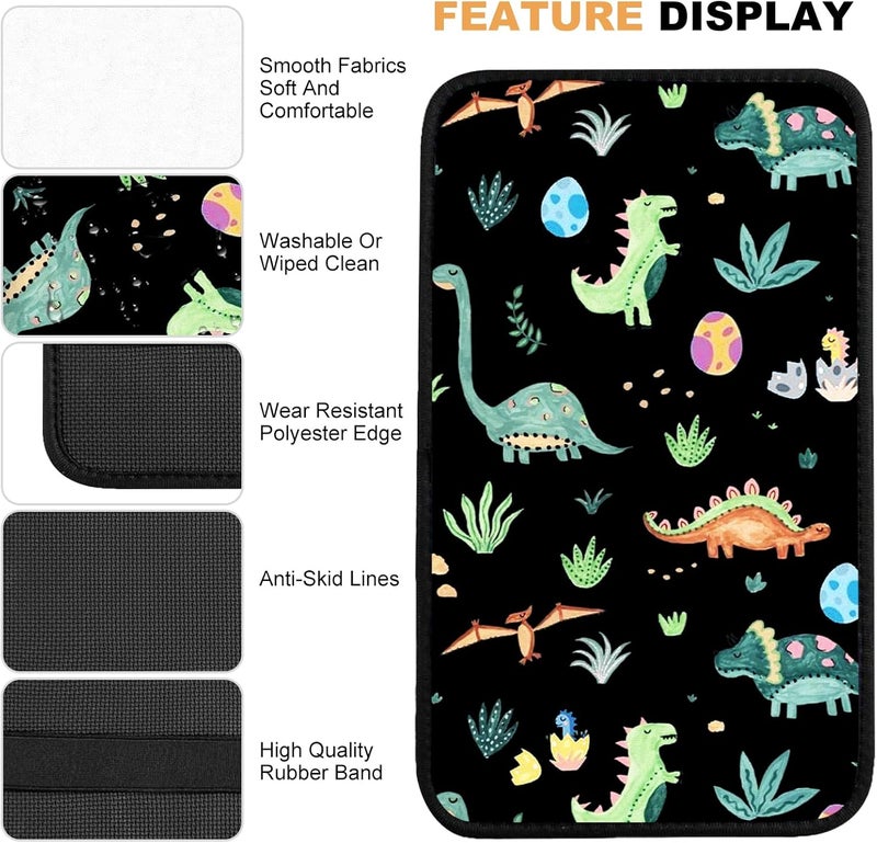 Adastrah Car Armrest Box Pad,Cute Dinosaur Car Armrest Pad Car Armrest Cover Protector for Most Vehicle, SUV, Truck, Car - Image 4